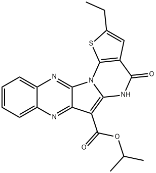 isopropyl 2-ethyl-4-hydroxythieno[3'',2'':5',6']pyrimido[1',2':1,5]pyrrolo[2,3-b]quinoxaline-6-carboxylate Structural