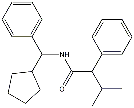 N-[cyclopentyl(phenyl)methyl]-3-methyl-2-phenylbutanamide Structural