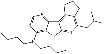 N,N-dibutyl-4-isobutyl-2,3-dihydro-1H-cyclopenta[4',5']pyrido[3',2':4,5]thieno[3,2-d]pyrimidin-7-amine Structural