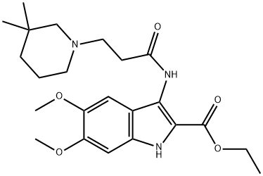 ethyl 3-(3-(3,3-dimethylpiperidin-1-yl)propanamido)-5,6-dimethoxy-1H-indole-2-carboxylate Structural