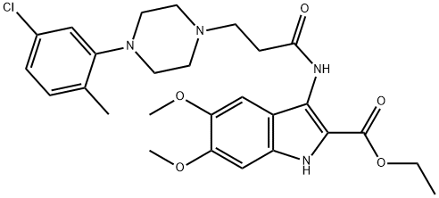 ethyl 3-(3-(4-(5-chloro-2-methylphenyl)piperazin-1-yl)propanamido)-5,6-dimethoxy-1H-indole-2-carboxylate Structural