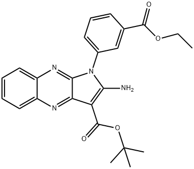 tert-butyl 2-amino-1-[3-(ethoxycarbonyl)phenyl]-1H-pyrrolo[2,3-b]quinoxaline-3-carboxylate Structural