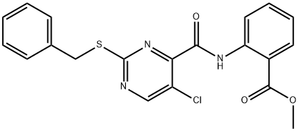 methyl 2-(2-(benzylthio)-5-chloropyrimidine-4-carboxamido)benzoate Structural