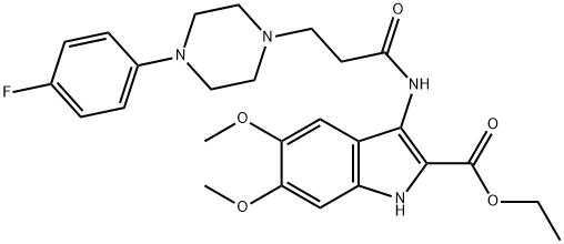 ethyl 3-({3-[4-(4-fluorophenyl)piperazin-1-yl]propanoyl}amino)-5,6-dimethoxy-1H-indole-2-carboxylate Structural