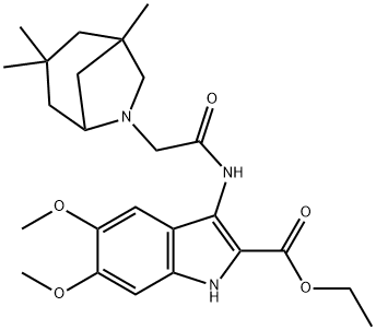 ethyl 5,6-dimethoxy-3-(2-(1,3,3-trimethyl-6-azabicyclo[3.2.1]octan-6-yl)acetamido)-1H-indole-2-carboxylate Structural