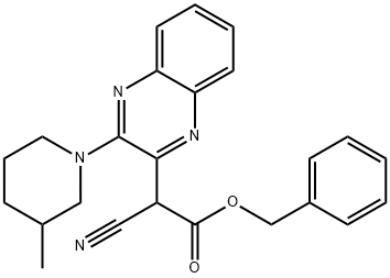 benzyl 2-cyano-2-(3-(3-methylpiperidin-1-yl)quinoxalin-2-yl)acetate Structural