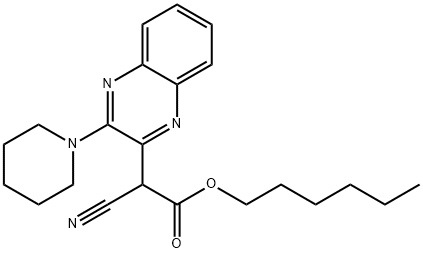 hexyl 2-cyano-2-(3-(piperidin-1-yl)quinoxalin-2-yl)acetate Structural