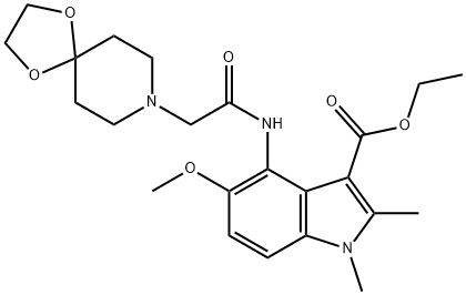 ethyl 4-(2-(1,4-dioxa-8-azaspiro[4.5]decan-8-yl)acetamido)-5-methoxy-1,2-dimethyl-1H-indole-3-carboxylate Structural