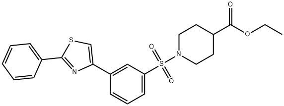 ethyl 1-((3-(2-phenylthiazol-4-yl)phenyl)sulfonyl)piperidine-4-carboxylate Structural