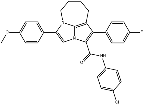N-(4-chlorophenyl)-1-(4-fluorophenyl)-4-(4-methoxyphenyl)-5,6,7,8-tetrahydro-2a,4a-diazacyclopenta[cd]azulene-2-carboxamide Structural