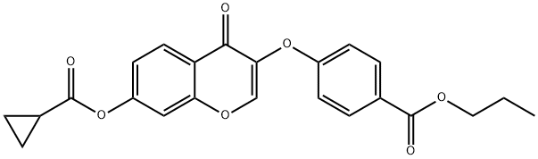 propyl 4-((7-((cyclopropanecarbonyl)oxy)-4-oxo-4H-chromen-3-yl)oxy)benzoate Structural