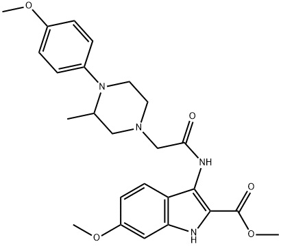methyl 6-methoxy-3-(2-(4-(4-methoxyphenyl)-3-methylpiperazin-1-yl)acetamido)-1H-indole-2-carboxylate Structural