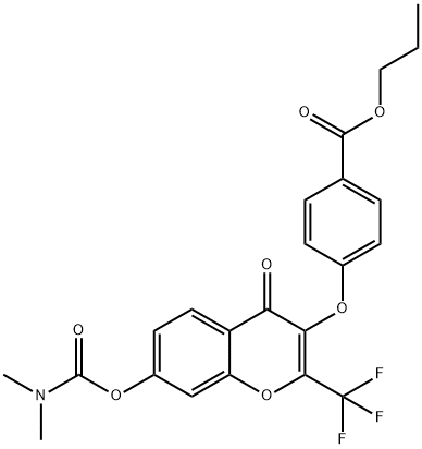 propyl 4-({7-[(dimethylcarbamoyl)oxy]-4-oxo-2-(trifluoromethyl)-4H-chromen-3-yl}oxy)benzoate Structural