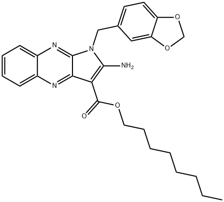 octyl 2-amino-1-(benzo[d][1,3]dioxol-5-ylmethyl)-1H-pyrrolo[2,3-b]quinoxaline-3-carboxylate Structural