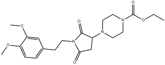 ethyl 4-{1-[2-(3,4-dimethoxyphenyl)ethyl]-2,5-dioxo-3-pyrrolidinyl}-1-piperazinecarboxylate Structural