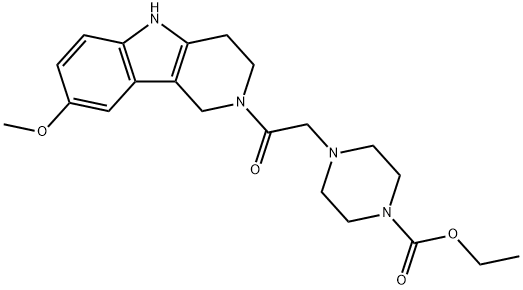 ethyl 4-(2-(8-methoxy-3,4-dihydro-1H-pyrido[4,3-b]indol-2(5H)-yl)-2-oxoethyl)piperazine-1-carboxylate Structural