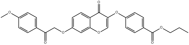 propyl 4-((7-(2-(4-methoxyphenyl)-2-oxoethoxy)-4-oxo-4H-chromen-3-yl)oxy)benzoate Structural