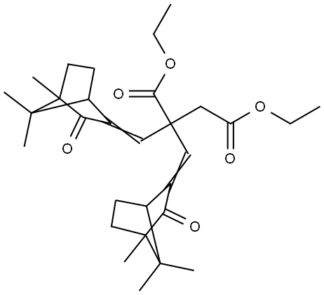 diethyl 2,2-bis((Z)-(4,7,7-trimethyl-3-oxobicyclo[2.2.1]heptan-2-ylidene)methyl)succinate Structural
