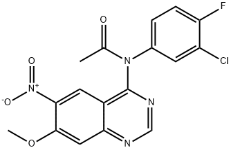 N-(3-Chloro-4-fluorophenyl)-N-(7-methoxy-6-nitroquinazolin-4-yl)acetamide Structural