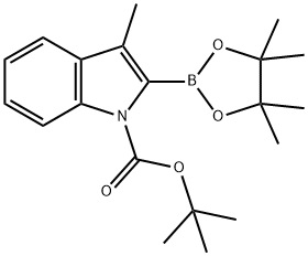 tert-butyl 3-methyl-2-(4,4,5,5-tetramethyl-1,3,2-dioxaborolan-2-yl)-1H-indole-1-carboxylate Structural