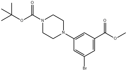tert-butyl 4-(3-bromo-5-(methoxycarbonyl)phenyl)piperazine-1-carboxylate Structural