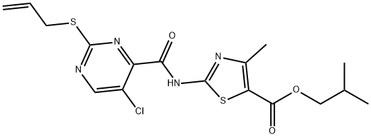 isobutyl 2-(2-(allylthio)-5-chloropyrimidine-4-carboxamido)-4-methylthiazole-5-carboxylate Structural