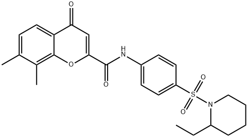 N-{4-[(2-ethylpiperidin-1-yl)sulfonyl]phenyl}-7,8-dimethyl-4-oxo-4H-chromene-2-carboxamide Structural