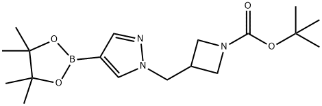 tert-butyl 3-{[4-(tetramethyl-1,3,2-dioxaborolan-2-yl)-1H-pyrazol-1-yl]methyl}azetidine-1-carboxylate Structural