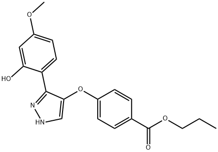 propyl 4-{[3-(2-hydroxy-4-methoxyphenyl)-1H-pyrazol-4-yl]oxy}benzoate Structural