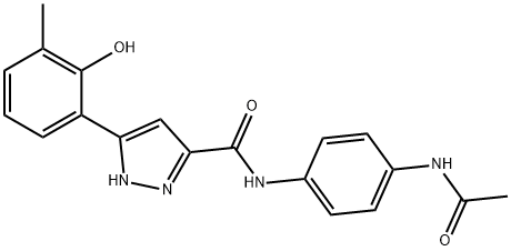 N-(4-acetamidophenyl)-5-(2-hydroxy-3-methylphenyl)-1H-pyrazole-3-carboxamide Structural