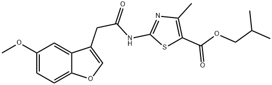 isobutyl 2-(2-(5-methoxybenzofuran-3-yl)acetamido)-4-methylthiazole-5-carboxylate Structural
