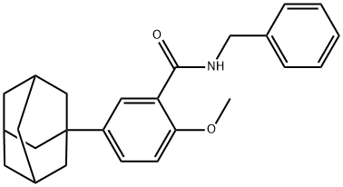 N-benzyl-2-methoxy-5-(tricyclo[3.3.1.1~3,7~]dec-1-yl)benzamide Structural