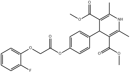 dimethyl 4-(4-(2-(2-fluorophenoxy)acetoxy)phenyl)-2,6-dimethyl-1,4-dihydropyridine-3,5-dicarboxylate Structural