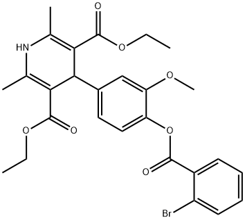 diethyl 4-(4-((2-bromobenzoyl)oxy)-3-methoxyphenyl)-2,6-dimethyl-1,4-dihydropyridine-3,5-dicarboxylate Structural