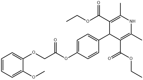 diethyl 4-(4-(2-(2-methoxyphenoxy)acetoxy)phenyl)-2,6-dimethyl-1,4-dihydropyridine-3,5-dicarboxylate Structural