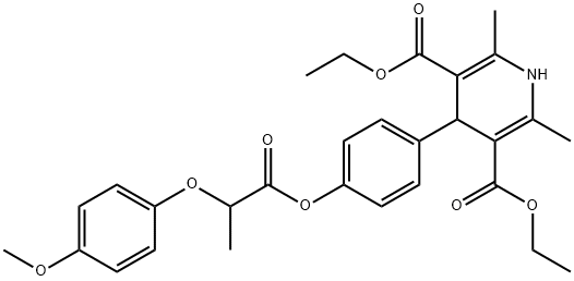 diethyl 4-(4-((2-(4-methoxyphenoxy)propanoyl)oxy)phenyl)-2,6-dimethyl-1,4-dihydropyridine-3,5-dicarboxylate Structural