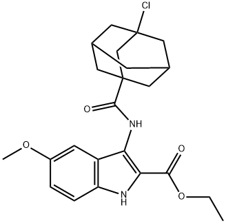 ethyl 3-(3-chloroadamantane-1-carboxamido)-5-methoxy-1H-indole-2-carboxylate Structural