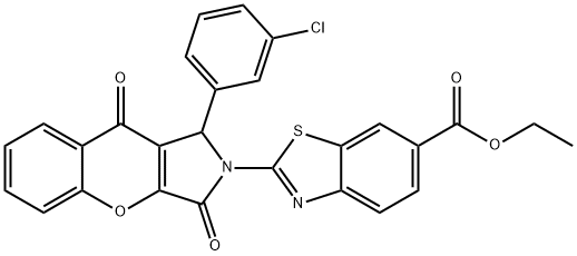 ethyl 2-(1-(3-chlorophenyl)-3,9-dioxochromeno[2,3-c]pyrrol-2(1H,3H,9H)-yl)benzo[d]thiazole-6-carboxylate Structural
