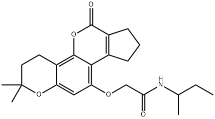 N-(sec-butyl)-2-((2,2-dimethyl-6-oxo-3,4,6,7,8,9-hexahydro-2H-cyclopenta[c]pyrano[2,3-h]chromen-10-yl)oxy)acetamide Structural