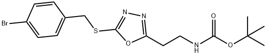 tert-butyl (2-(5-((4-bromobenzyl)thio)-1,3,4-oxadiazol-2-yl)ethyl)carbamate Structural