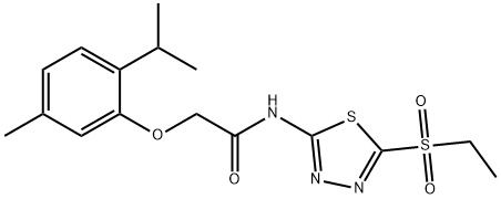 N-[5-(ethylsulfonyl)-1,3,4-thiadiazol-2-yl]-2-(2-isopropyl-5-methylphenoxy)acetamide Structural