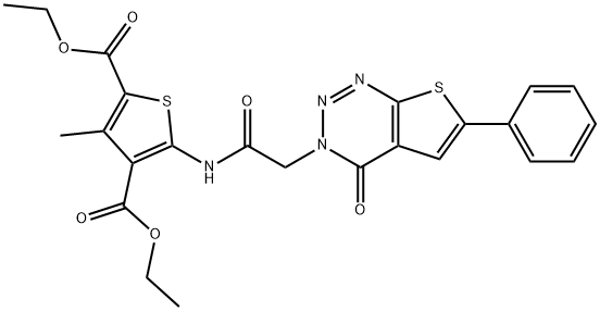 diethyl 3-methyl-5-(2-(4-oxo-6-phenylthieno[2,3-d][1,2,3]triazin-3(4H)-yl)acetamido)thiophene-2,4-dicarboxylate Structural