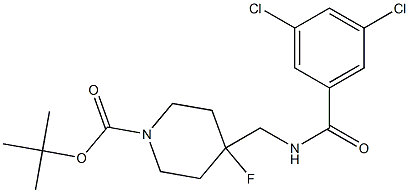 tert-butyl 4-((3,5-dichlorobenzamido)methyl)-4-fluoropiperidine-1-carboxylate Structural