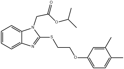 isopropyl 2-(2-((2-(3,4-dimethylphenoxy)ethyl)thio)-1H-benzo[d]imidazol-1-yl)acetate Structural