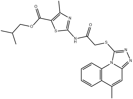 isobutyl 4-methyl-2-(2-((5-methyl-[1,2,4]triazolo[4,3-a]quinolin-1-yl)thio)acetamido)thiazole-5-carboxylate Structural