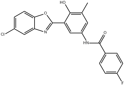 N-(3-(5-chlorobenzo[d]oxazol-2-yl)-4-hydroxy-5-methylphenyl)-4-fluorobenzamide Structural