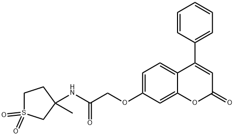 N-(3-methyl-1,1-dioxidotetrahydro-3-thienyl)-2-[(2-oxo-4-phenyl-2H-chromen-7-yl)oxy]acetamide Structural