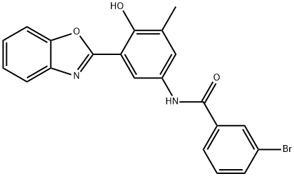 N-(3-(benzo[d]oxazol-2-yl)-4-hydroxy-5-methylphenyl)-3-bromobenzamide Structural
