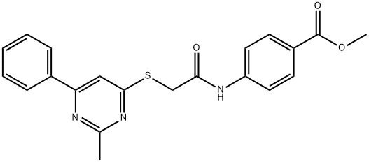 methyl 4-(2-((2-methyl-6-phenylpyrimidin-4-yl)thio)acetamido)benzoate Structural