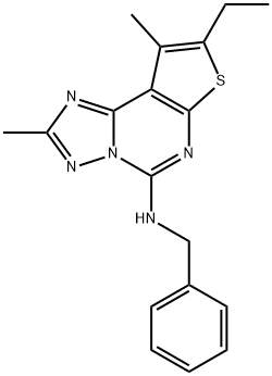 N-(8-ethyl-2,9-dimethylthieno[3,2-e][1,2,4]triazolo[1,5-c]pyrimidin-5(6H)-ylidene)-1-phenylmethanamine Structural